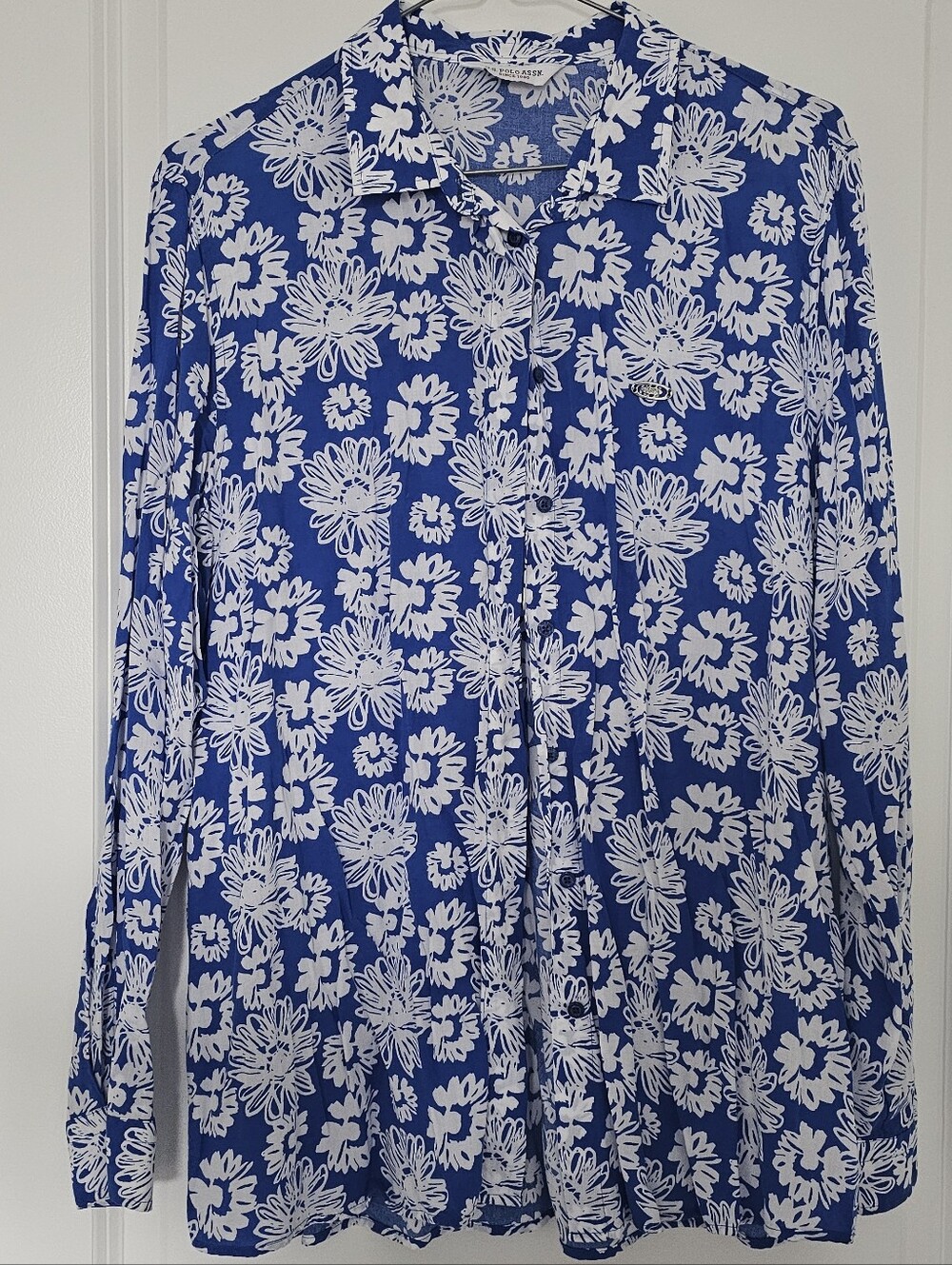 U.S. Polo Assn. Blue and White Floral Button-Down Shirt
